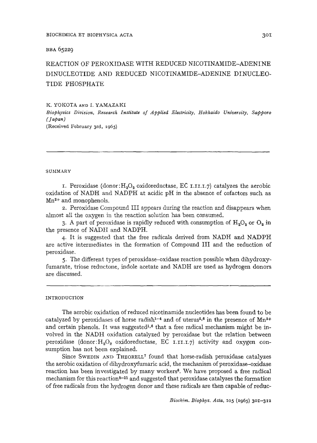 Cover for Reaction Of Peroxidase With Reduced Nicotinamide-adenine Dinucleotide And Reduced Nicotinamide-adenine Dinucleotide Phosphate